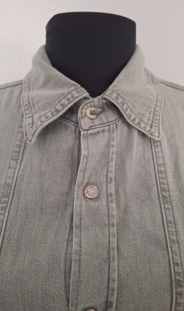 Mavi Erkek Gri Keten Düğmeli Gömlek - Görsel 2