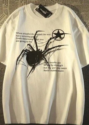 Y2K Beyaz Vintage Baskılı T-shirt