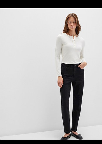 Kadın Gri Normal Paça Denim Pantolon mavi markası - Görsel 4