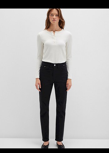 Kadın Gri Normal Paça Denim Pantolon mavi markası - Görsel 5