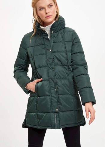 Koyu Yeşil Kadın şişme mont - Görsel 3