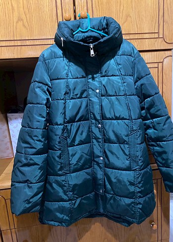 Koyu Yeşil Kadın şişme mont - Görsel 9