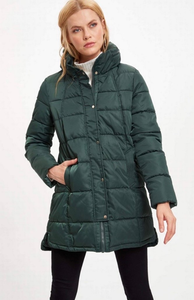 Koyu Yeşil Kadın şişme mont - Görsel 3