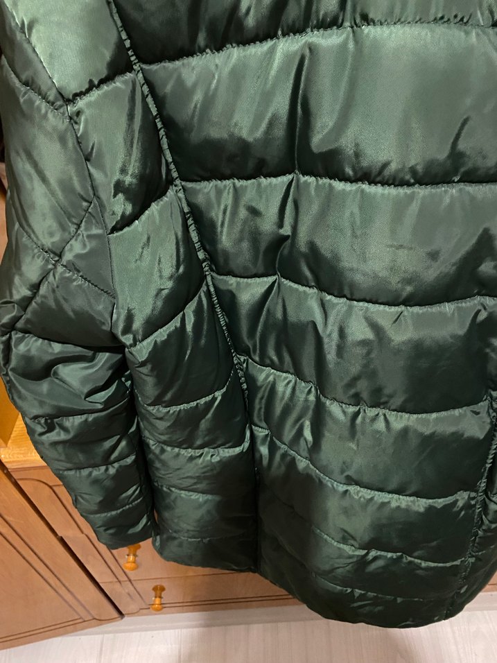 Koyu Yeşil Kadın şişme mont - Görsel 5