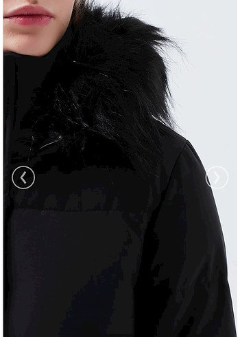 Siyah Kürklü Kadın Kışlık Mont - Görsel 3