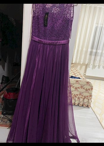 Mor Boncuk İşlemeli mezuniyet elbisesi - Görsel 2