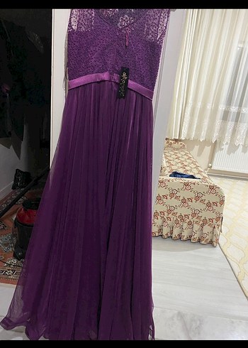 Mor Boncuk İşlemeli mezuniyet elbisesi - Görsel 3