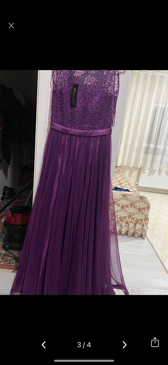 Mor Boncuk İşlemeli mezuniyet elbisesi - Görsel 2