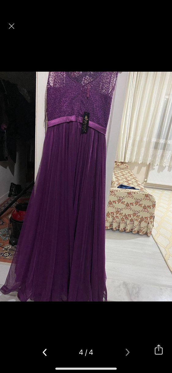 Mor Boncuk İşlemeli mezuniyet elbisesi - Görsel 3