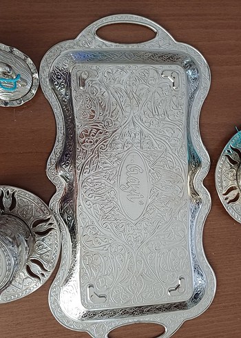 GÜMÜŞ KAPLAMALI BAKIR 2'Lİ KAHVE TAKIMI - Görsel 4