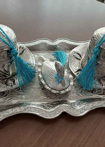 GÜMÜŞ KAPLAMALI BAKIR 2'Lİ KAHVE TAKIMI - Görsel 10