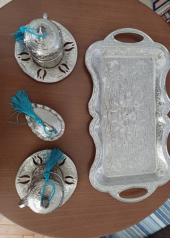 GÜMÜŞ KAPLAMALI BAKIR 2'Lİ KAHVE TAKIMI - Görsel 6