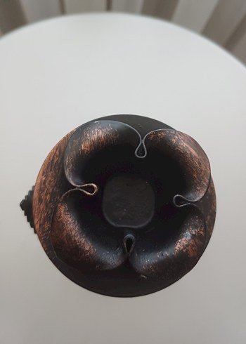 Koyu Kahverengi Metal Yapraklı ferforje Mumluk - Görsel 4