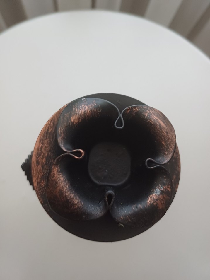 Koyu Kahverengi Metal Yapraklı ferforje Mumluk - Görsel 4