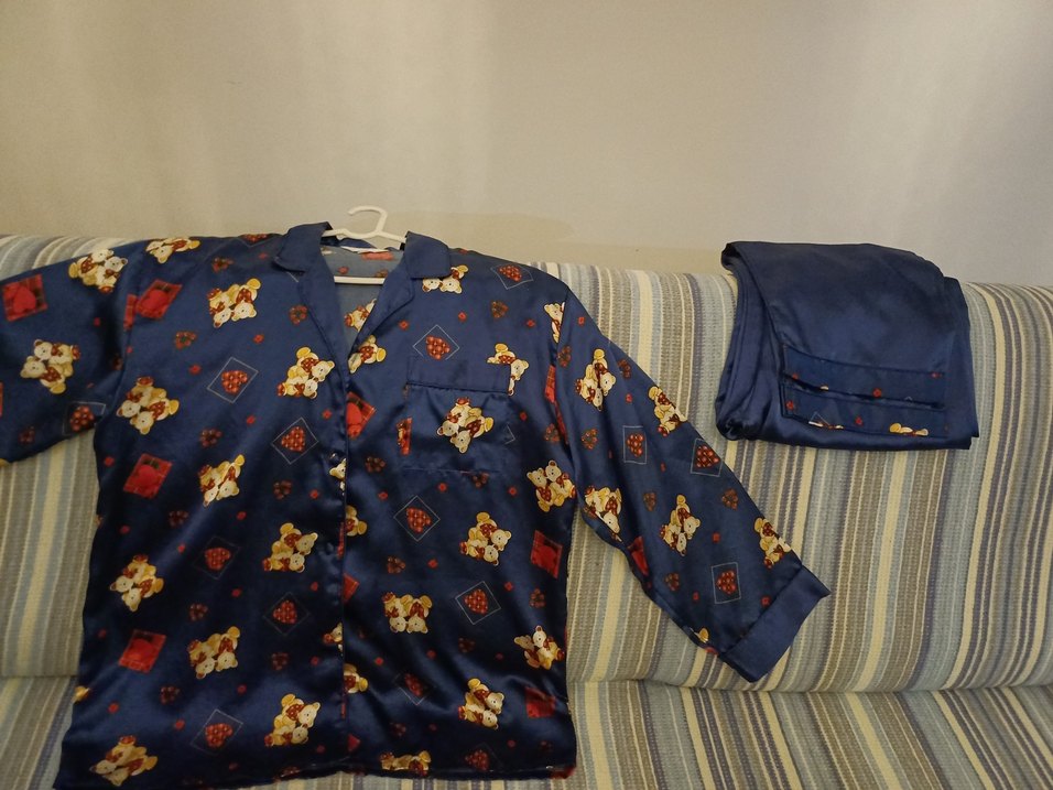 LACİVERT SATEN İKİLİ PİJAMA TAKIM - Görsel 3