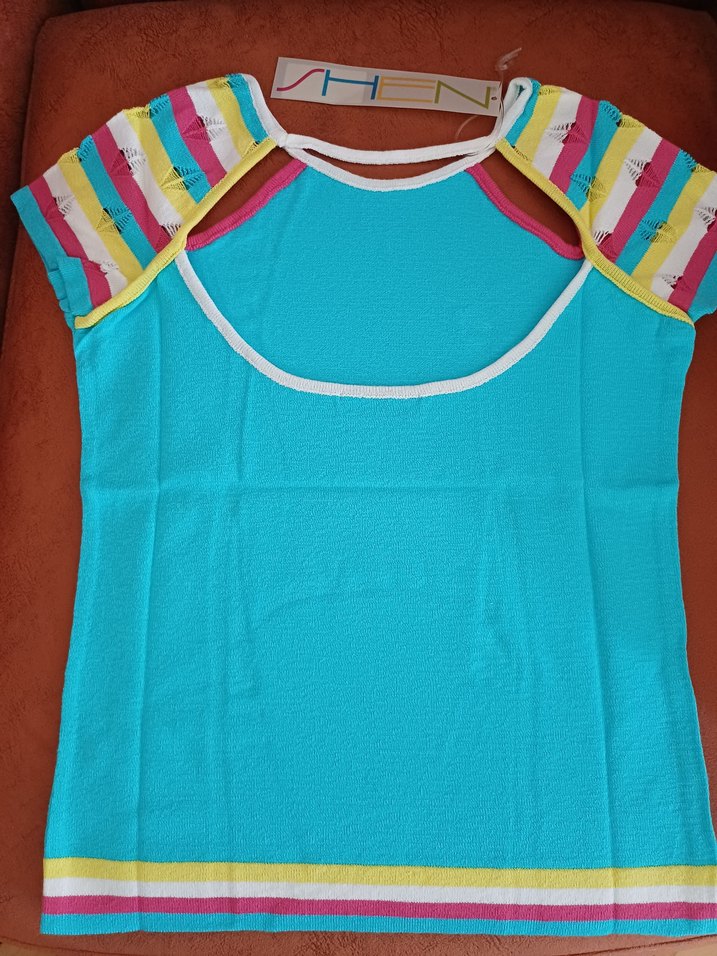 Turkuaz Triko Kısa Kollu XS/ S Beden - Görsel 3