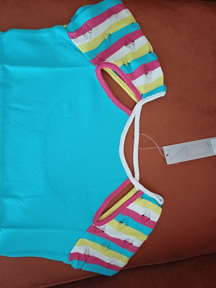 Turkuaz Triko Kısa Kollu XS/ S Beden - Görsel 5