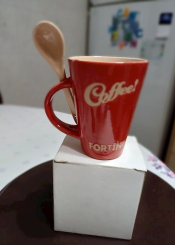 Kırmızı Seramik Kupa ve Kaşığı - Görsel 5