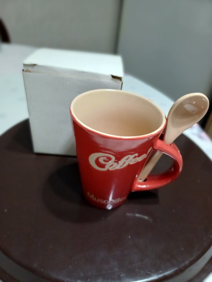 Kırmızı Seramik Kupa ve Kaşığı - Görsel 2