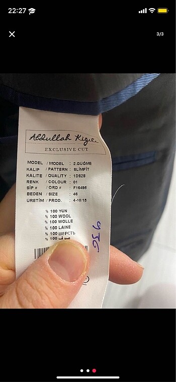 46 Beden Takım elbise