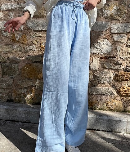 Mavi müslin pantolon
