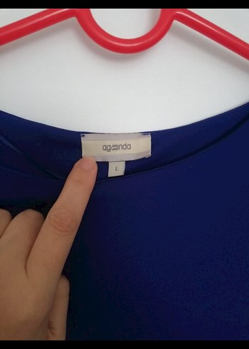 l Beden mavi Renk V Yaka Kolsuz Midi Mavi Elbise