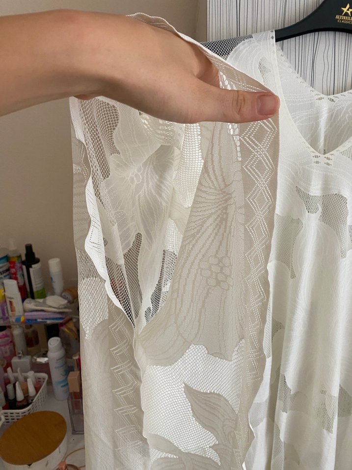 Beyaz püsküllü pareo& deniz elbisesi - Görsel 4