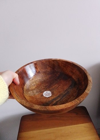 Parlak Kahverengi Bohem Ahşap Kase - Görsel 4