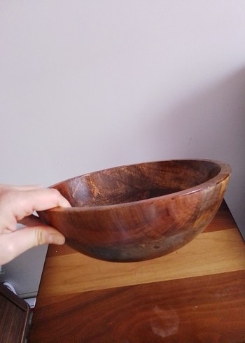 Parlak Kahverengi Bohem Ahşap Kase - Görsel 2