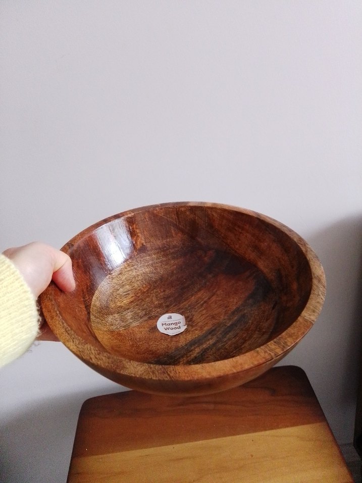 Parlak Kahverengi Bohem Ahşap Kase - Görsel 4