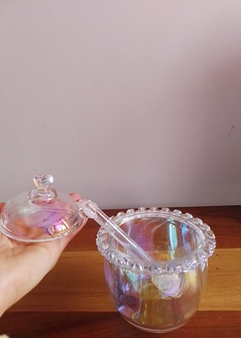 Nakış Desenli Beyaz Cam Bal Kavanozu - Görsel 3