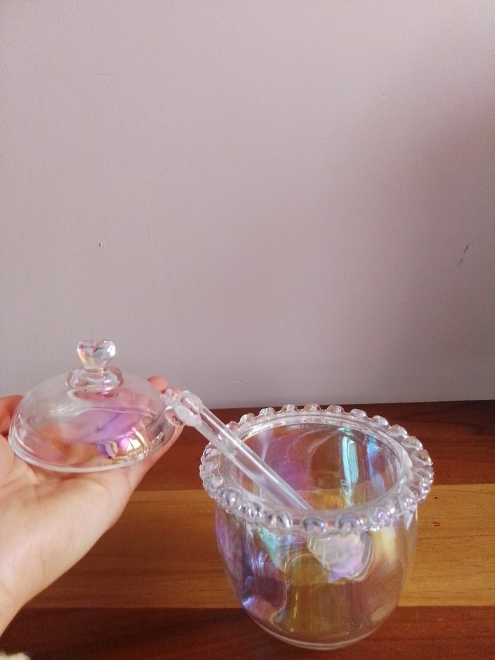 Nakış Desenli Beyaz Cam Bal Kavanozu - Görsel 3