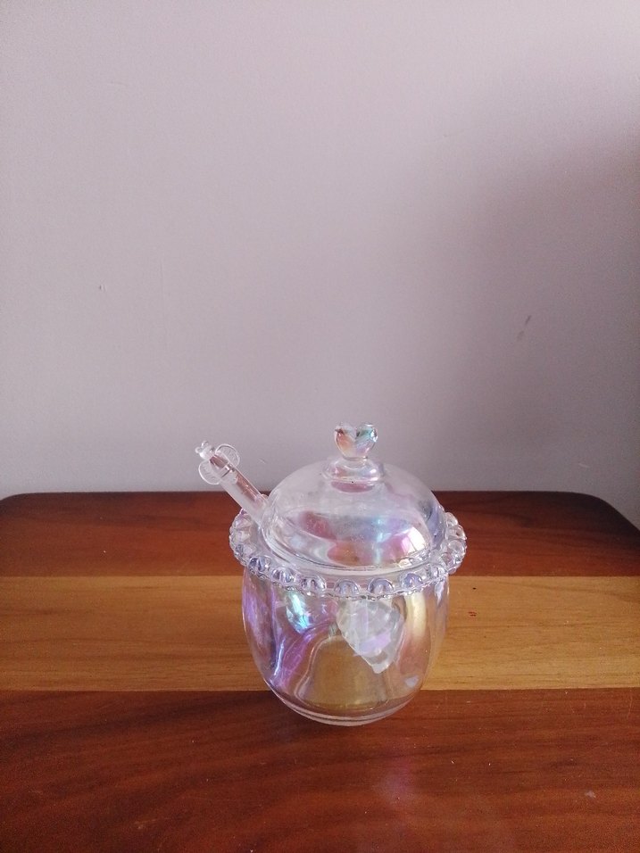 Nakış Desenli Beyaz Cam Bal Kavanozu - Görsel 2