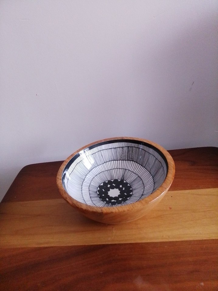 Bohem Tarzı Ahşap ve Seramik Kase - Görsel 3