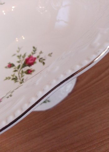 Karaca porselen vintage rose ayaklı oval sunum tabağı 35 cm - Görsel 6