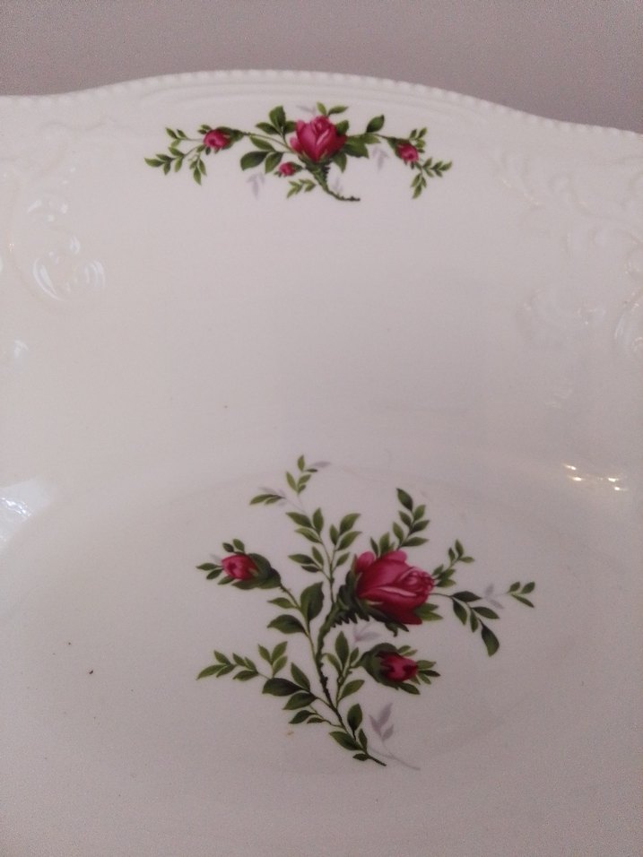 Karaca porselen vintage rose ayaklı oval sunum tabağı 35 cm - Görsel 5