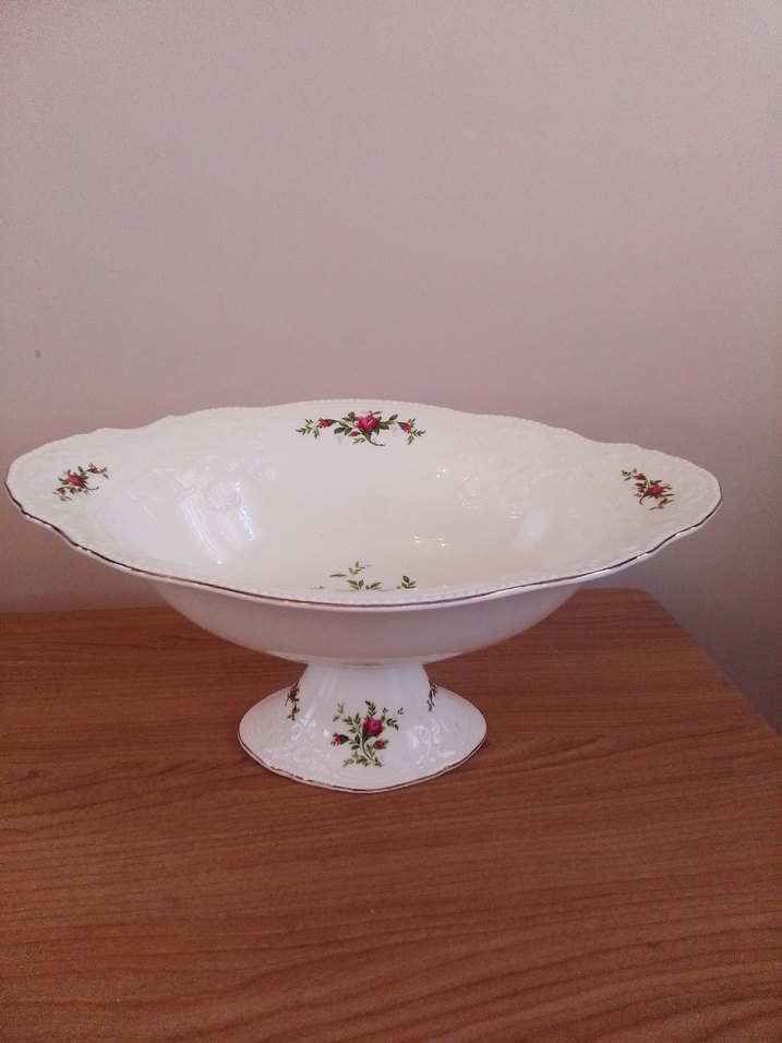 Karaca porselen vintage rose ayaklı oval sunum tabağı 35 cm - Görsel 2