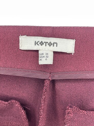 34 Beden bordo Renk Koton Düz Kesim %70 İndirimli.