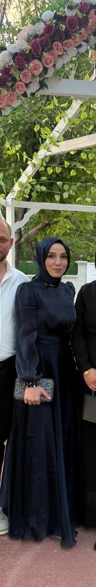 Uzun Kollu koyu lacivert Gotik Henna Elbise - Görsel 3