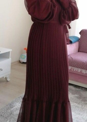 Bordo tesettür abiye - Görsel 2