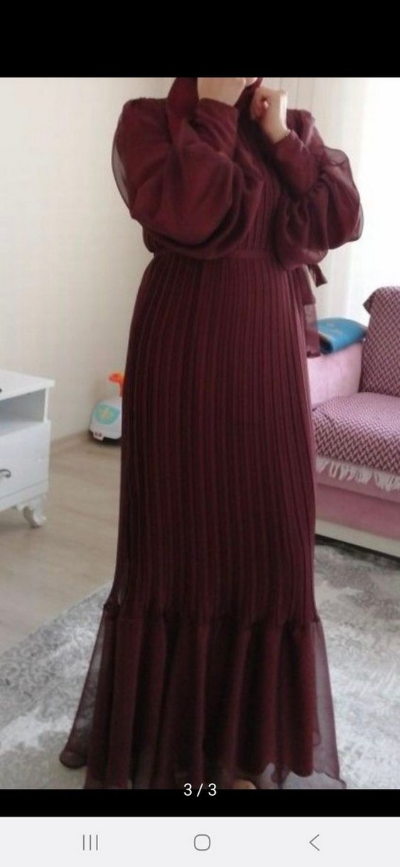 Bordo tesettür abiye - Görsel 2