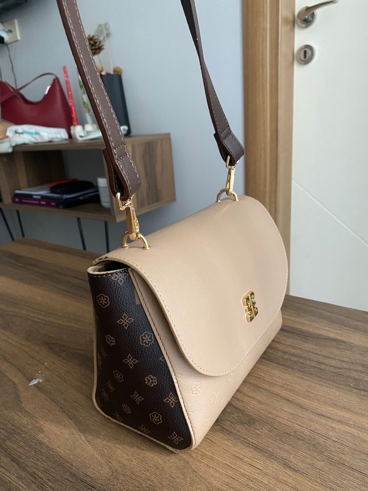 Bej Deri Kadın Çanta piere cardin - Görsel 2