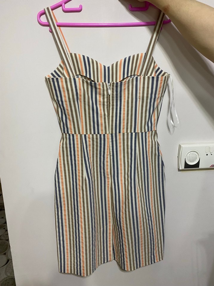 Çizgili, Askılı Elbise - Görsel 2