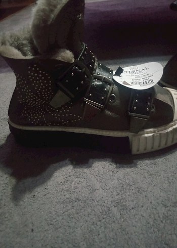 kadın Gri Kürklü Sıcak ayakkabı - Görsel 7