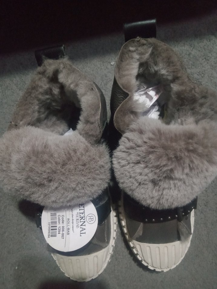 kadın Gri Kürklü Sıcak ayakkabı - Görsel 2