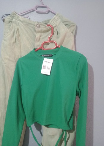 ikili takım Yeşil Salaş Keten Pantolon - Görsel 5