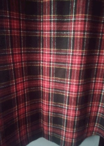 Bordo Ekoseli Uzun Kadın tesettür gömlek - Görsel 4