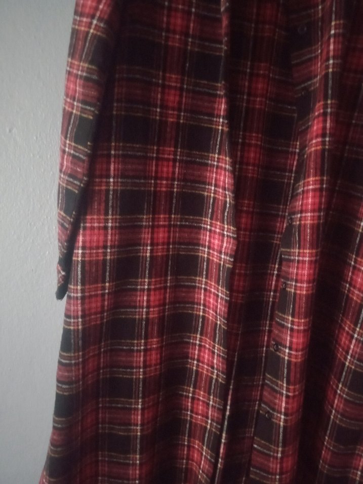 Bordo Ekoseli Uzun Kadın tesettür gömlek - Görsel 2