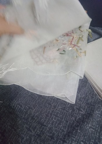 sıfır 17 parça Nakışlı Beyaz salon takımı - Görsel 5