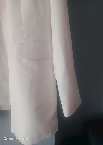46 Beden beyaz Renk Beyaz Düğmeli Kadın Blazer Ceket